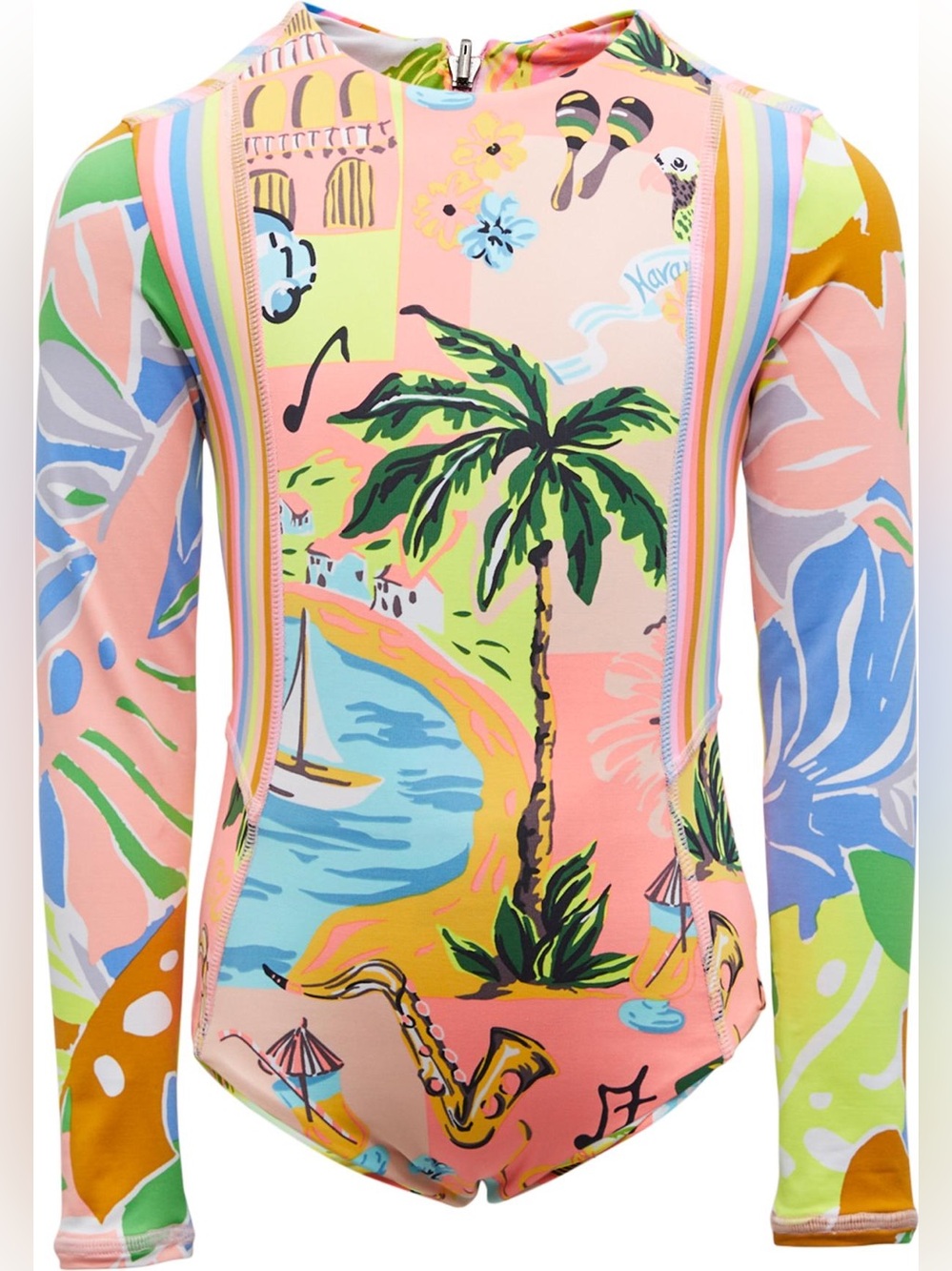 MAAJI kids one piece reversible long sleeve swimsuit size 12 NWT